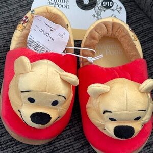 Disney Winnie the Pooh Kids Plush Slippers - Red and Yellow